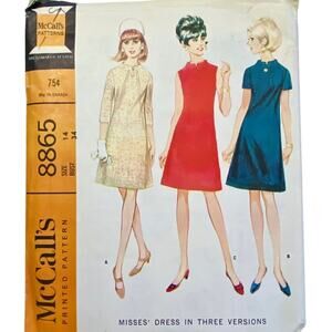 McCall's 8865 Vintage Sewing Pattern Dress in Three Versions Size 12 Uncut